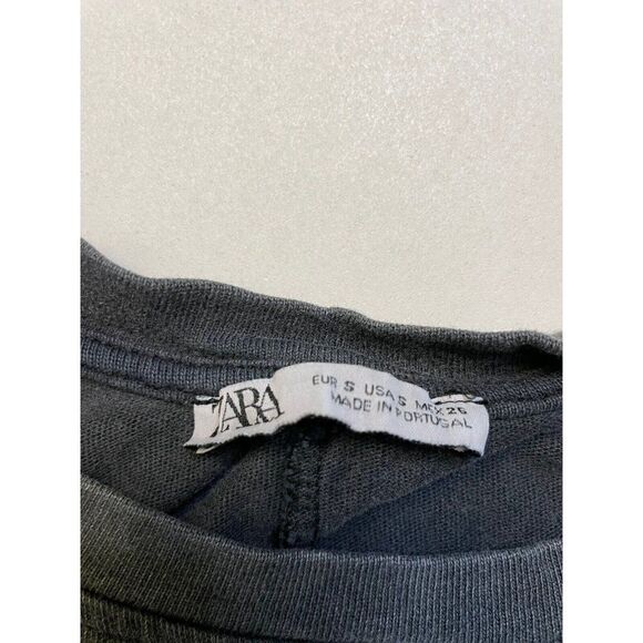 ZARA Crop My Love Graphic T-shirt Women Small Black Acid Wash - Picture 4 of 5